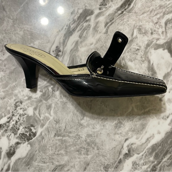 Coach Camryn Black Heel Shoes Size 8.5 Made In Italy Formal Party Cocktail - Picture 6 of 14
